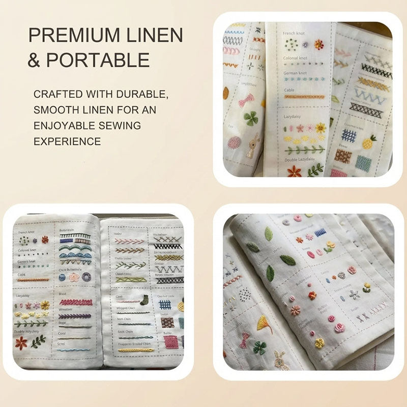 Embroidery Stitch Practice Book with Illustrated Patterns