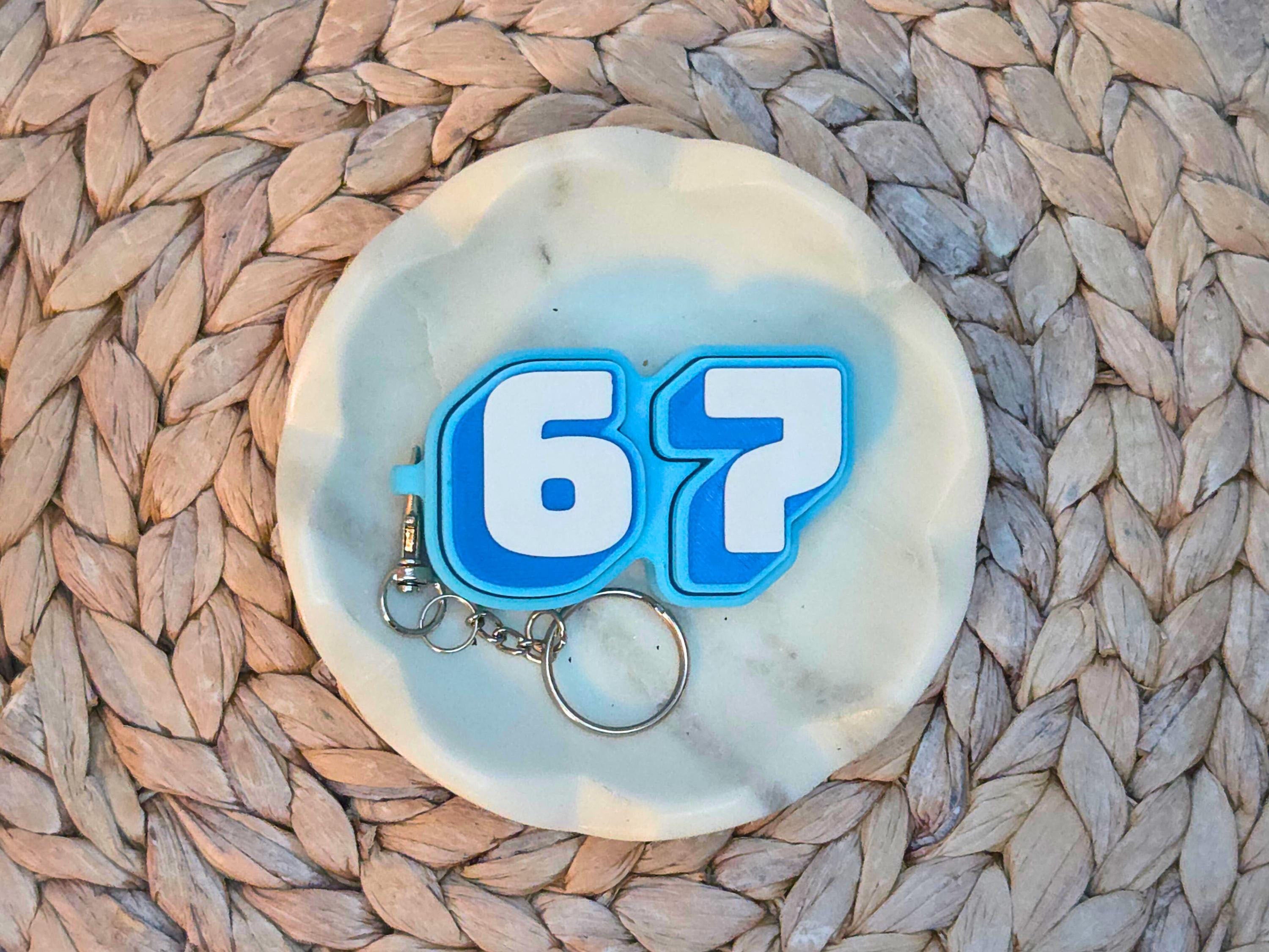 The Original 67 Six Seven Backpack Charm, Keychain, Party Favor or Bag Tag