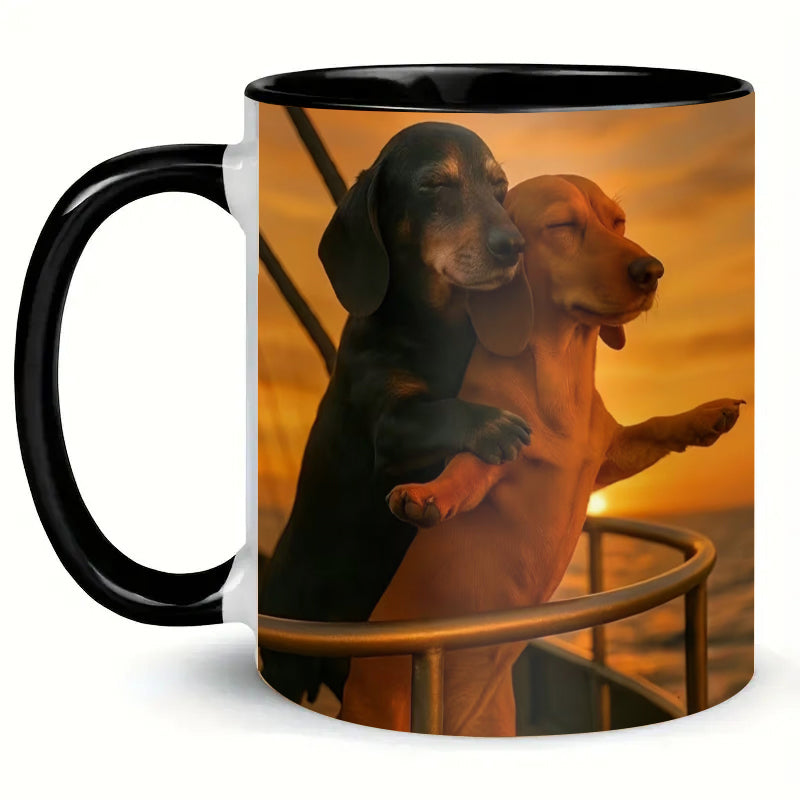 Couple Dachshund Love Mug – Cute Ceramic Coffee Cup for Dog Lovers