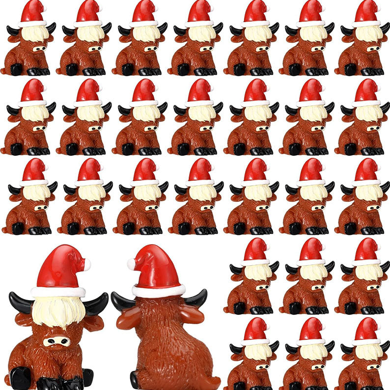 50 Pcs Mini Christmas Highland Cow Figurines