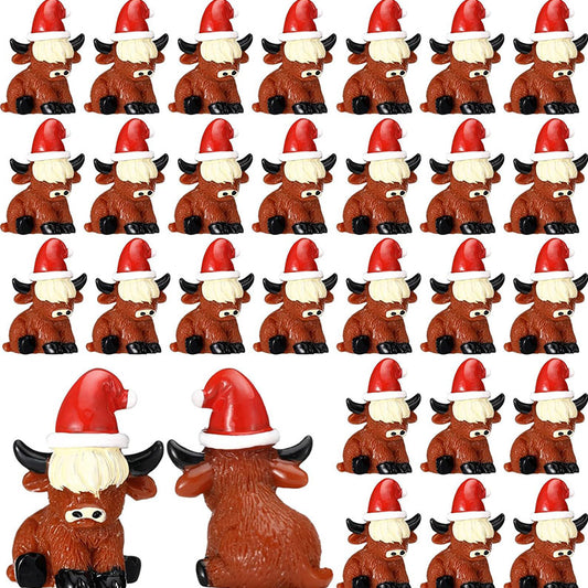 50 Pcs Mini Christmas Highland Cow Figurines
