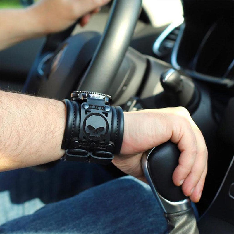 🏍️HD Skull Wide Leather Strap