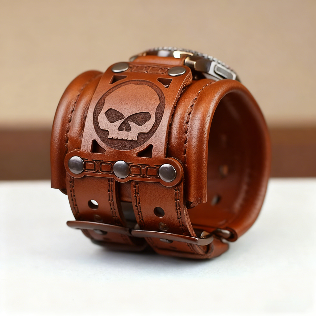 🏍️HD Skull Wide Leather Strap