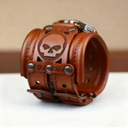 🏍️HD Skull Wide Leather Strap