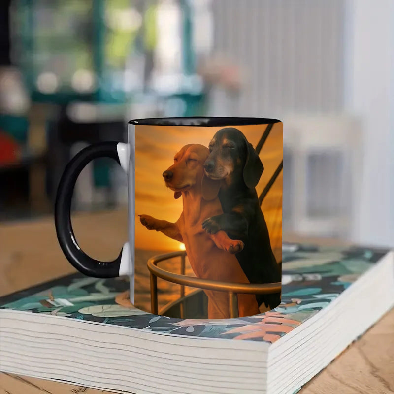 Couple Dachshund Love Mug – Cute Ceramic Coffee Cup for Dog Lovers