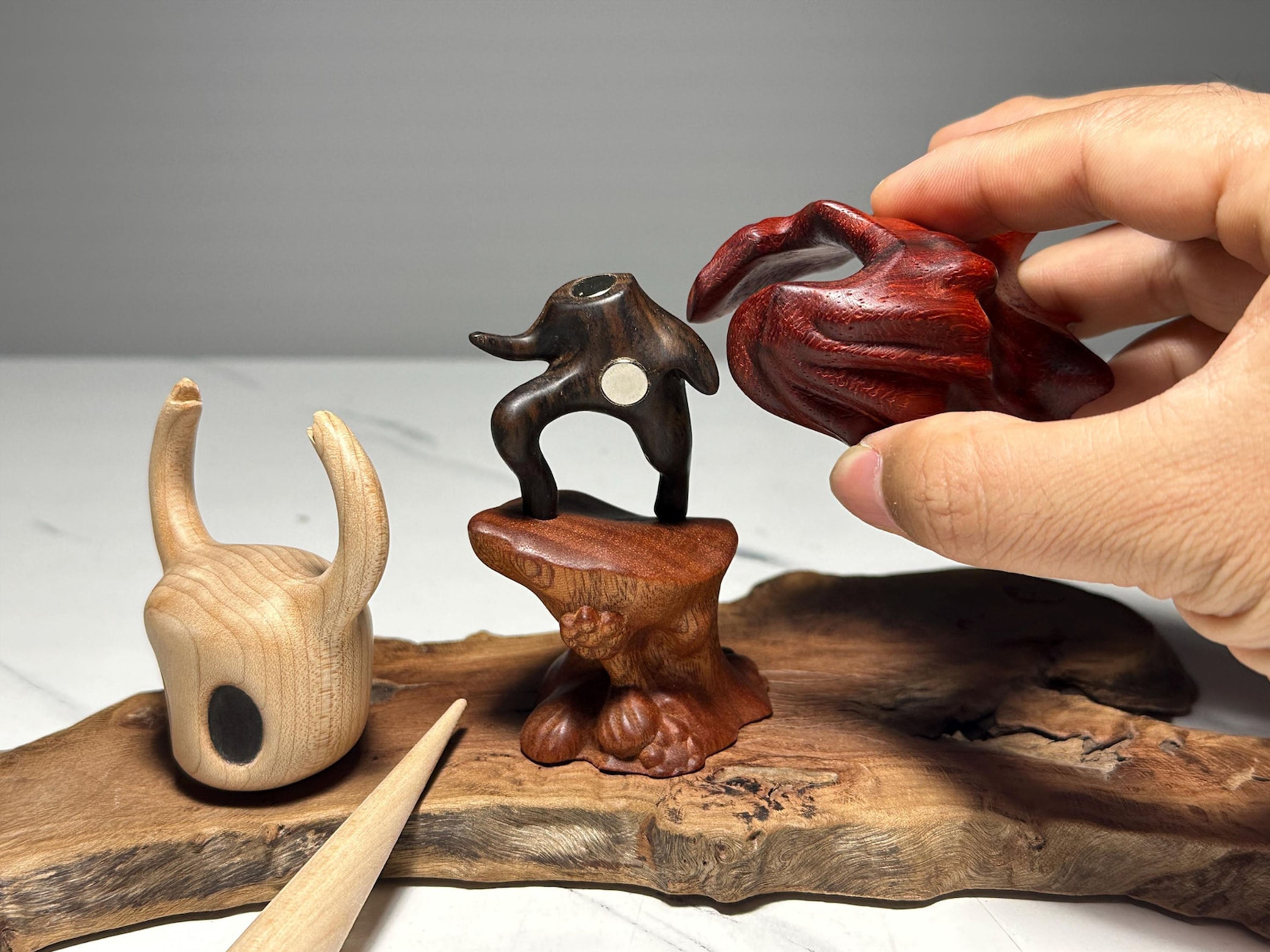 Hollow Knight Inspired Walnut Wood Sculpture