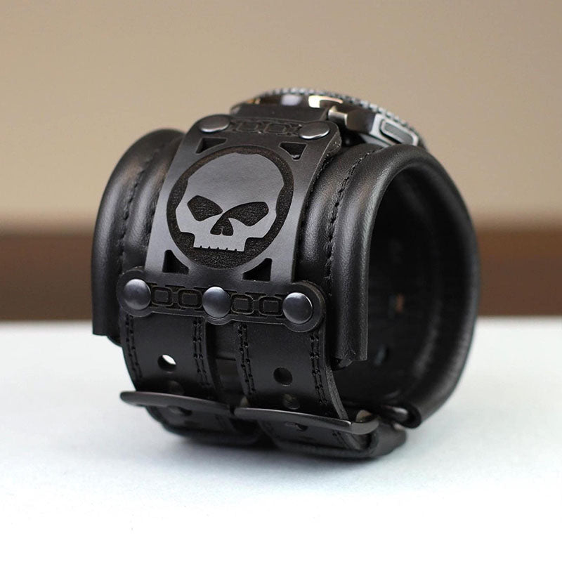 🏍️HD Skull Wide Leather Strap