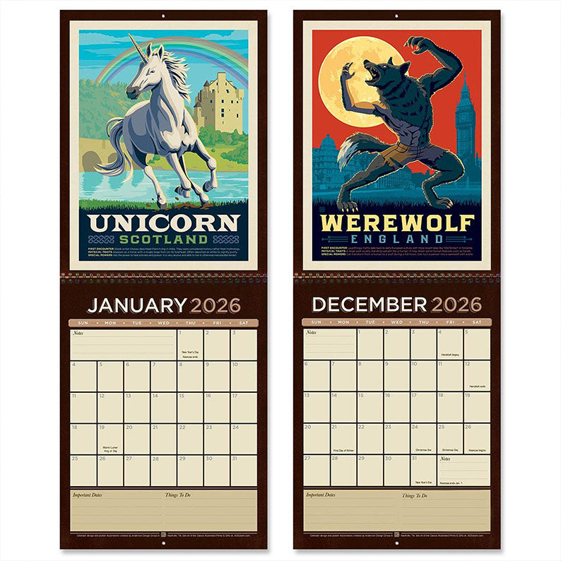2026 Wall Calendar: Mythical Creatures From Around the World