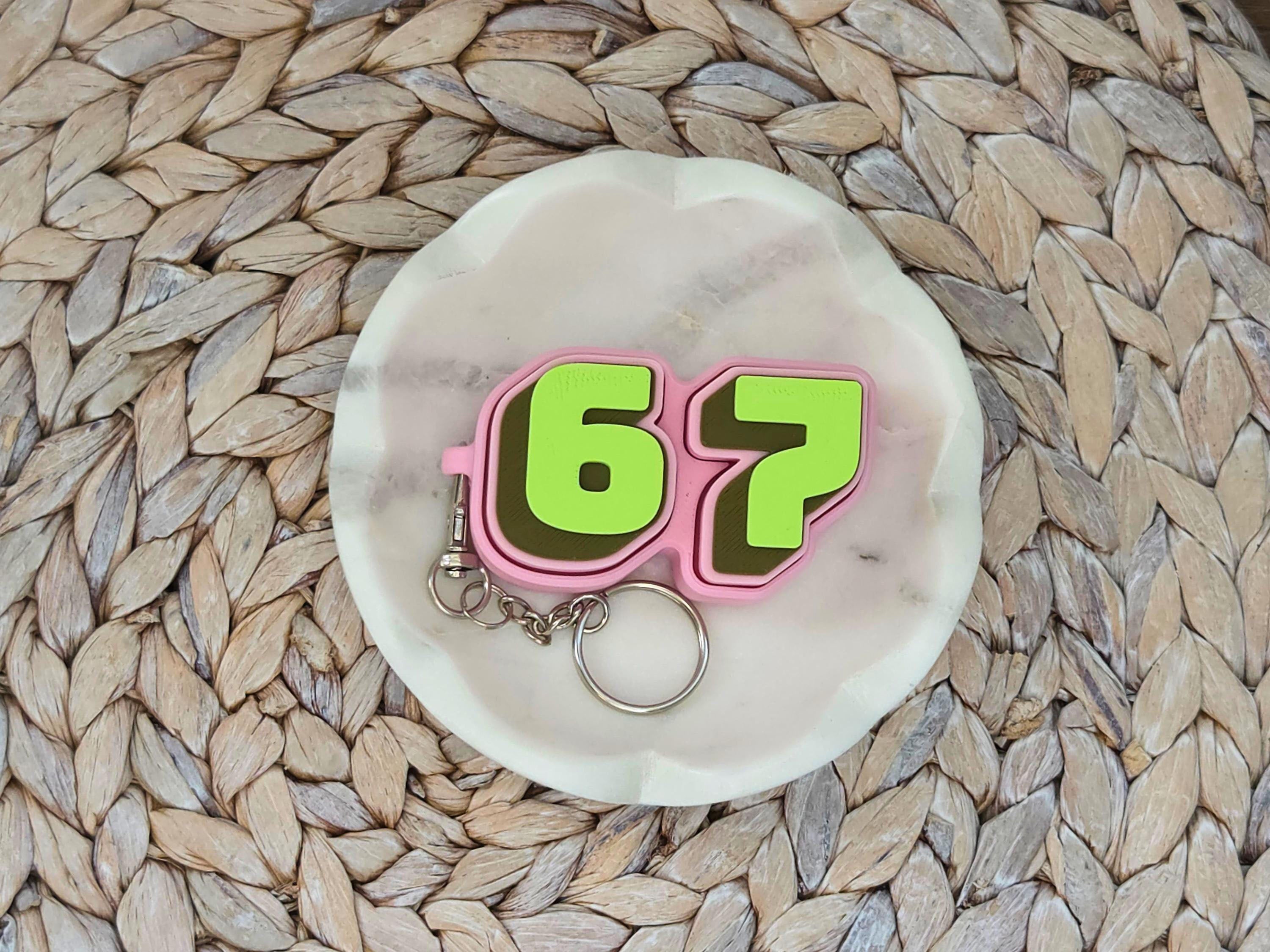 The Original 67 Six Seven Backpack Charm, Keychain, Party Favor or Bag Tag