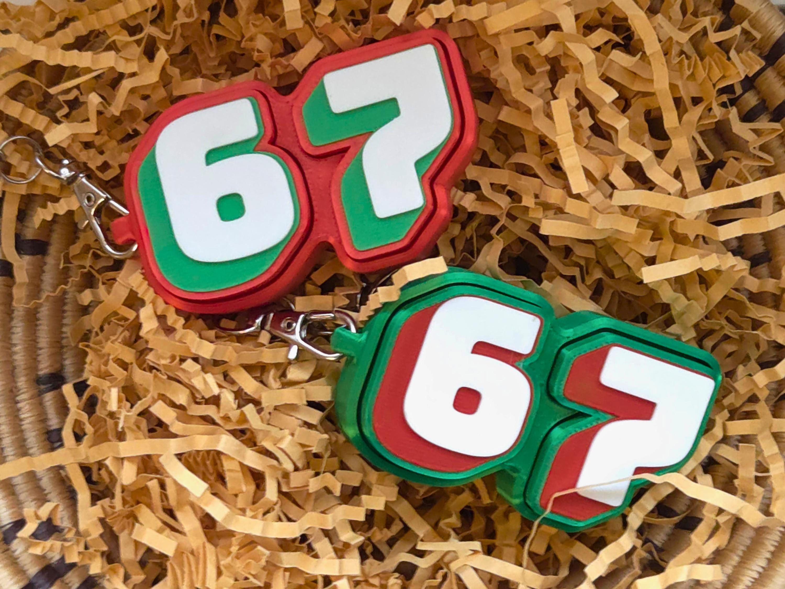 The Original 67 Six Seven Backpack Charm, Keychain, Party Favor or Bag Tag