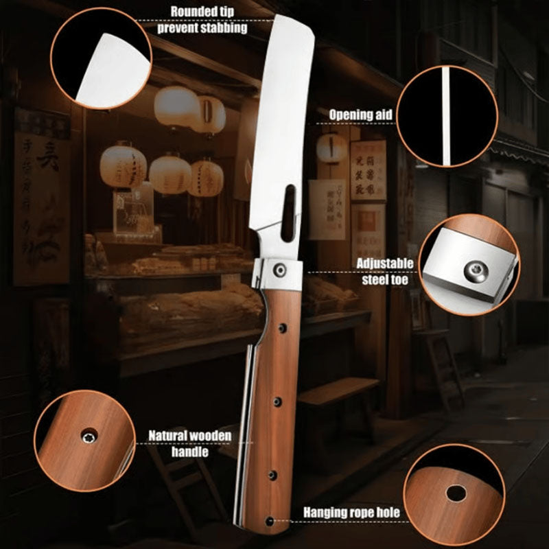 Portable Wood Handle 440C Stainless Steel Blade Folding Knife