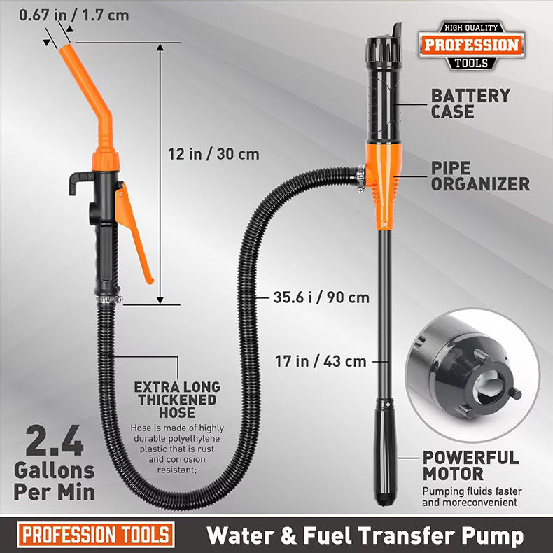 Cordless Fuel Transfer Pump Compatible with DeWalt 20V & Milwaukee 18V Batteries