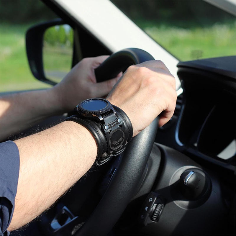 🏍️HD Skull Wide Leather Strap