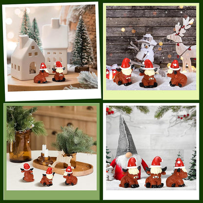 50 Pcs Mini Christmas Highland Cow Figurines