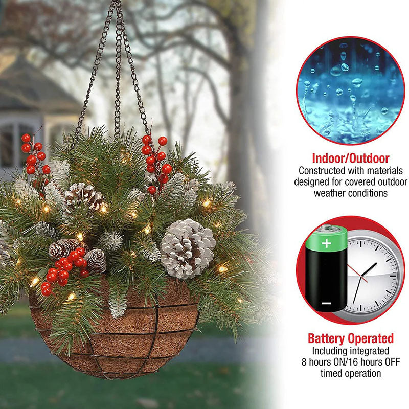 🎄Christmas Promotion 50% OFF🔥Pre-Lit Artificial Christmas Hanging Basket