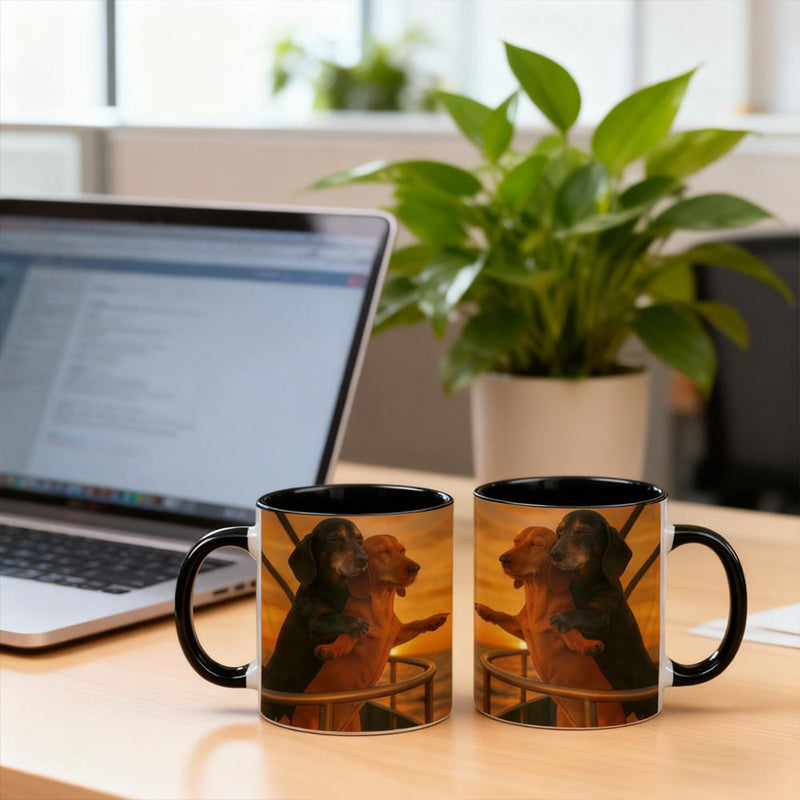 Couple Dachshund Love Mug – Cute Ceramic Coffee Cup for Dog Lovers