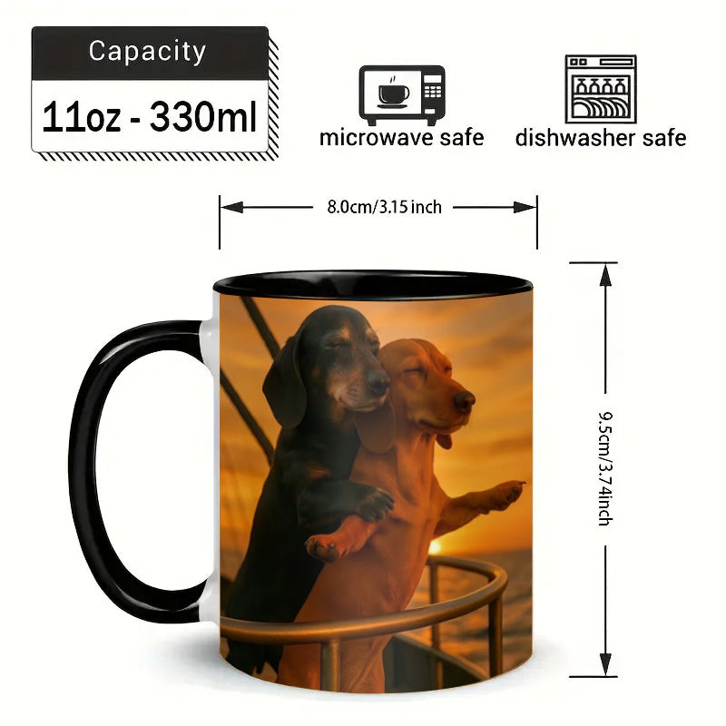 Couple Dachshund Love Mug – Cute Ceramic Coffee Cup for Dog Lovers