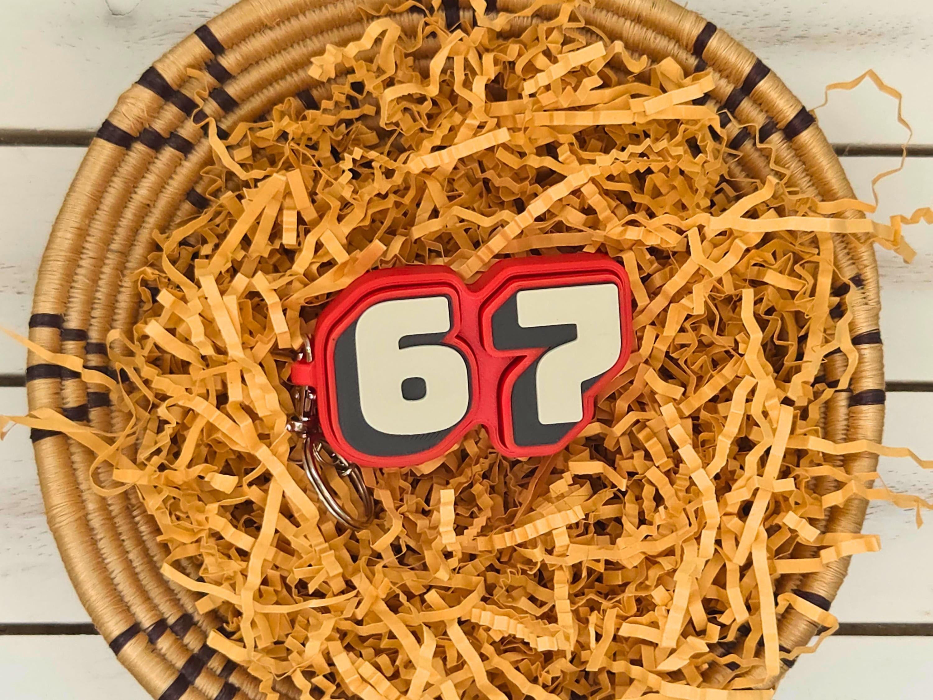 The Original 67 Six Seven Backpack Charm, Keychain, Party Favor or Bag Tag