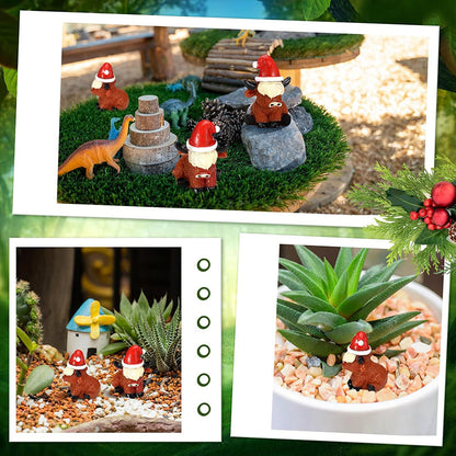 50 Pcs Mini Christmas Highland Cow Figurines