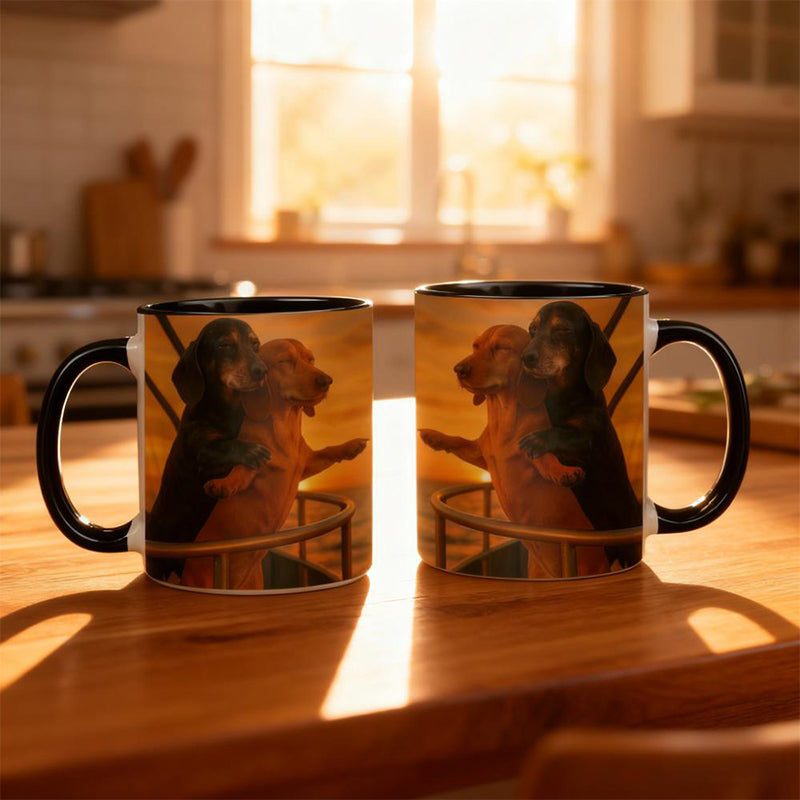 Couple Dachshund Love Mug – Cute Ceramic Coffee Cup for Dog Lovers