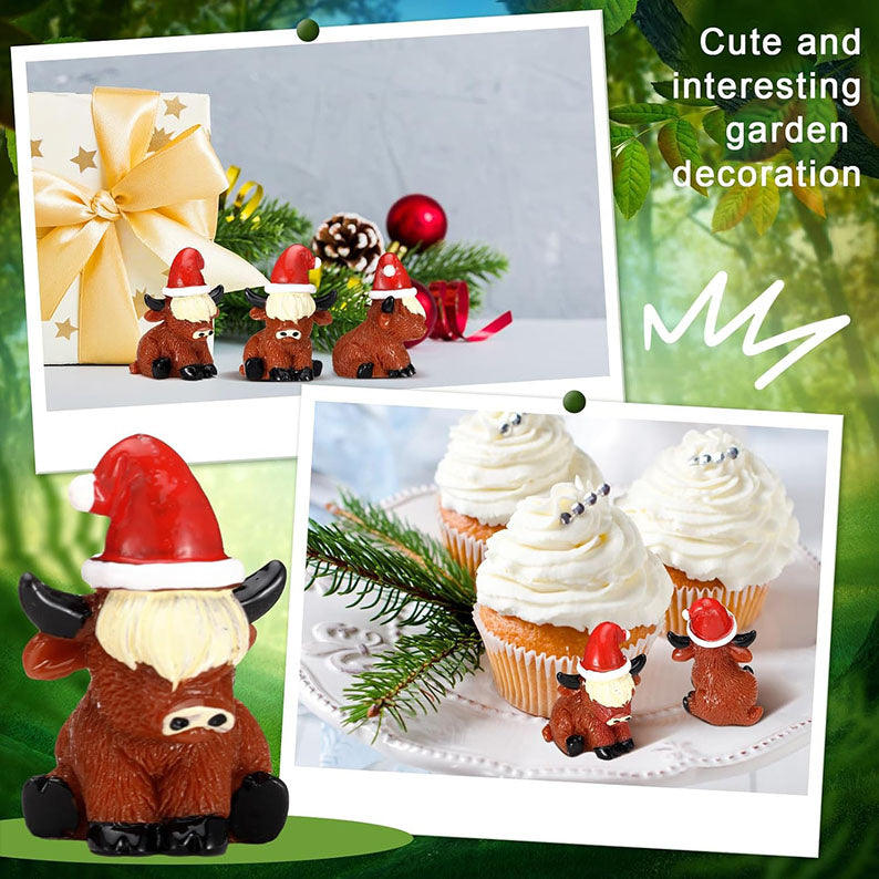 50 Pcs Mini Christmas Highland Cow Figurines