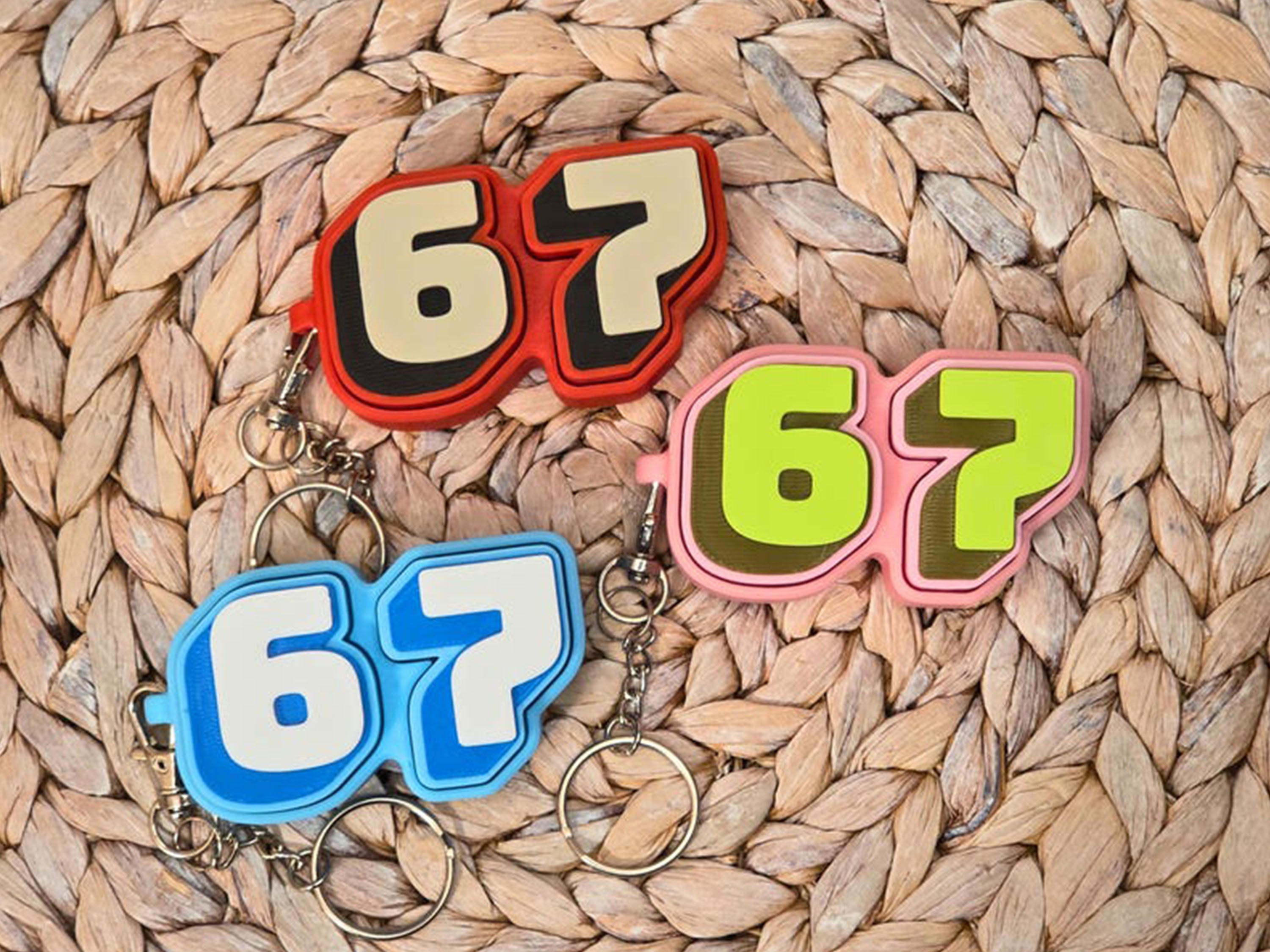 The Original 67 Six Seven Backpack Charm, Keychain, Party Favor or Bag Tag