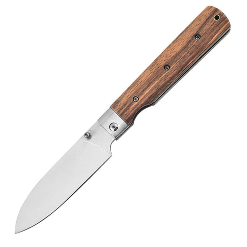 Portable Wood Handle 440C Stainless Steel Blade Folding Knife