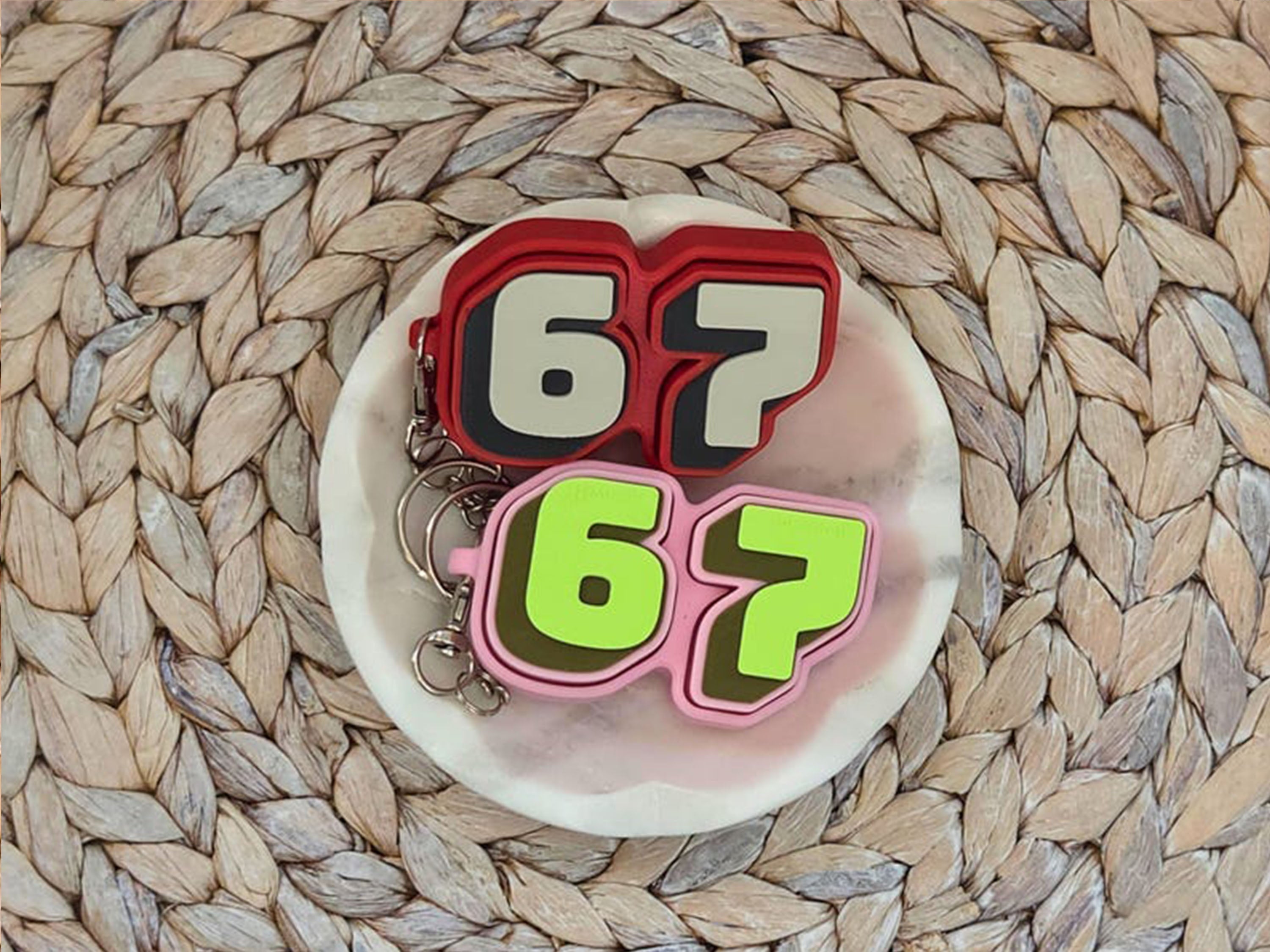 The Original 67 Six Seven Backpack Charm, Keychain, Party Favor or Bag Tag