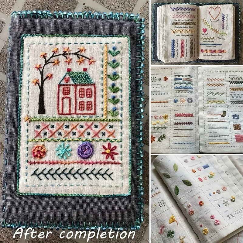 Embroidery Stitch Practice Book with Illustrated Patterns