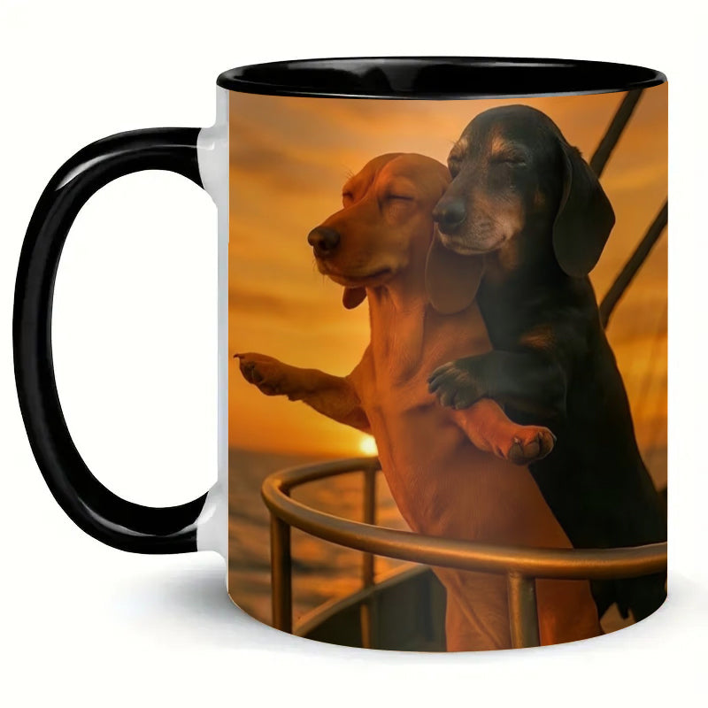 Couple Dachshund Love Mug – Cute Ceramic Coffee Cup for Dog Lovers