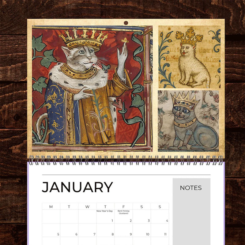 Medieval Cats with Crowns Calendar 2026